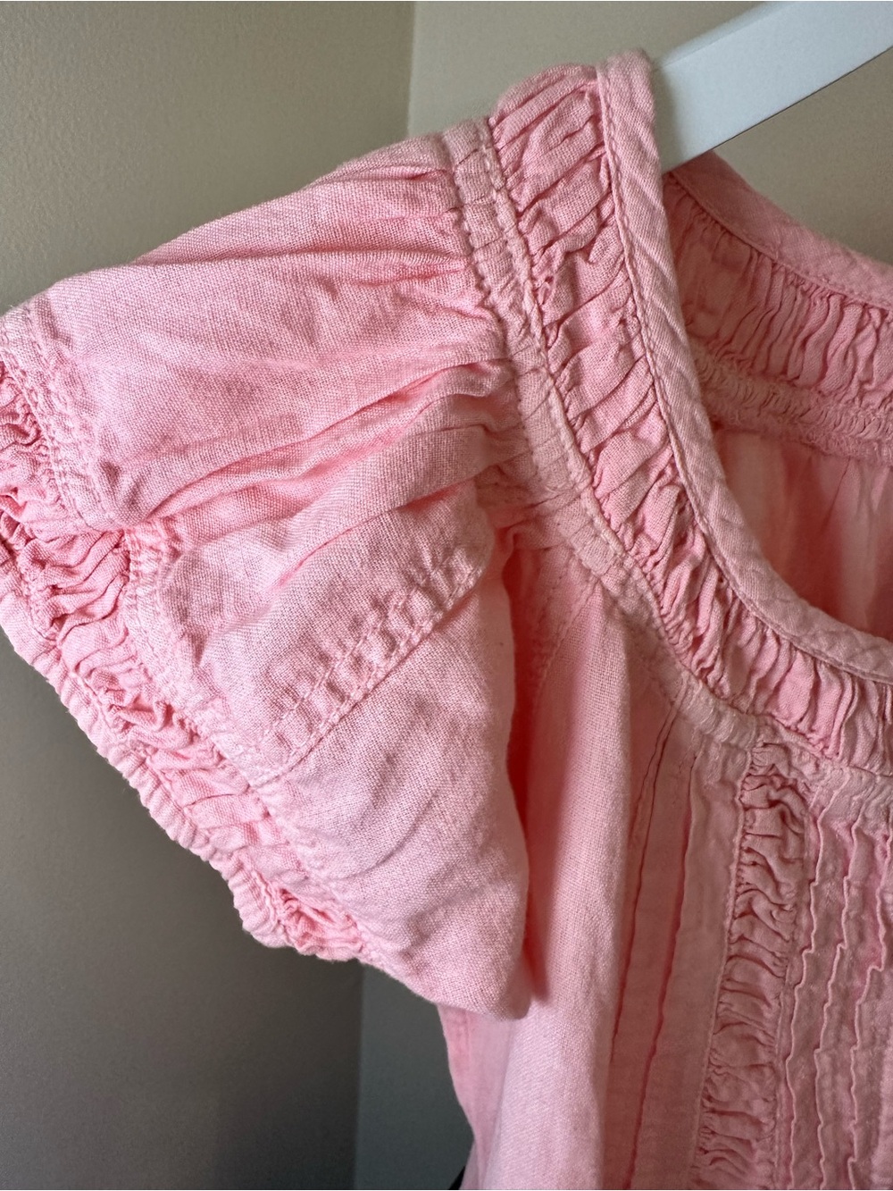 We The Free by Free People Pink Long Pintucked Ruffle Front Tunic Top NWT Sz L - Picture 5 of 15